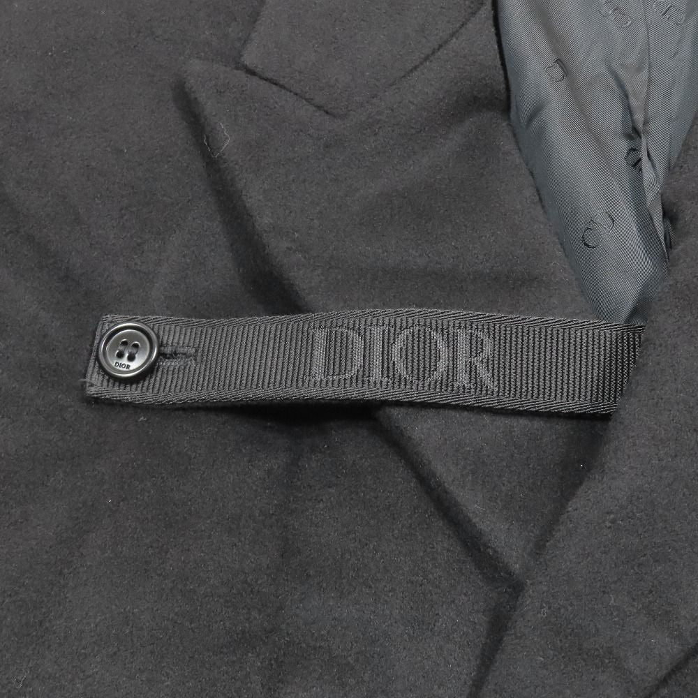 Dior Homme Fall Double Breasted Chesterfield Coat Logo Strap Long Cashmere 48