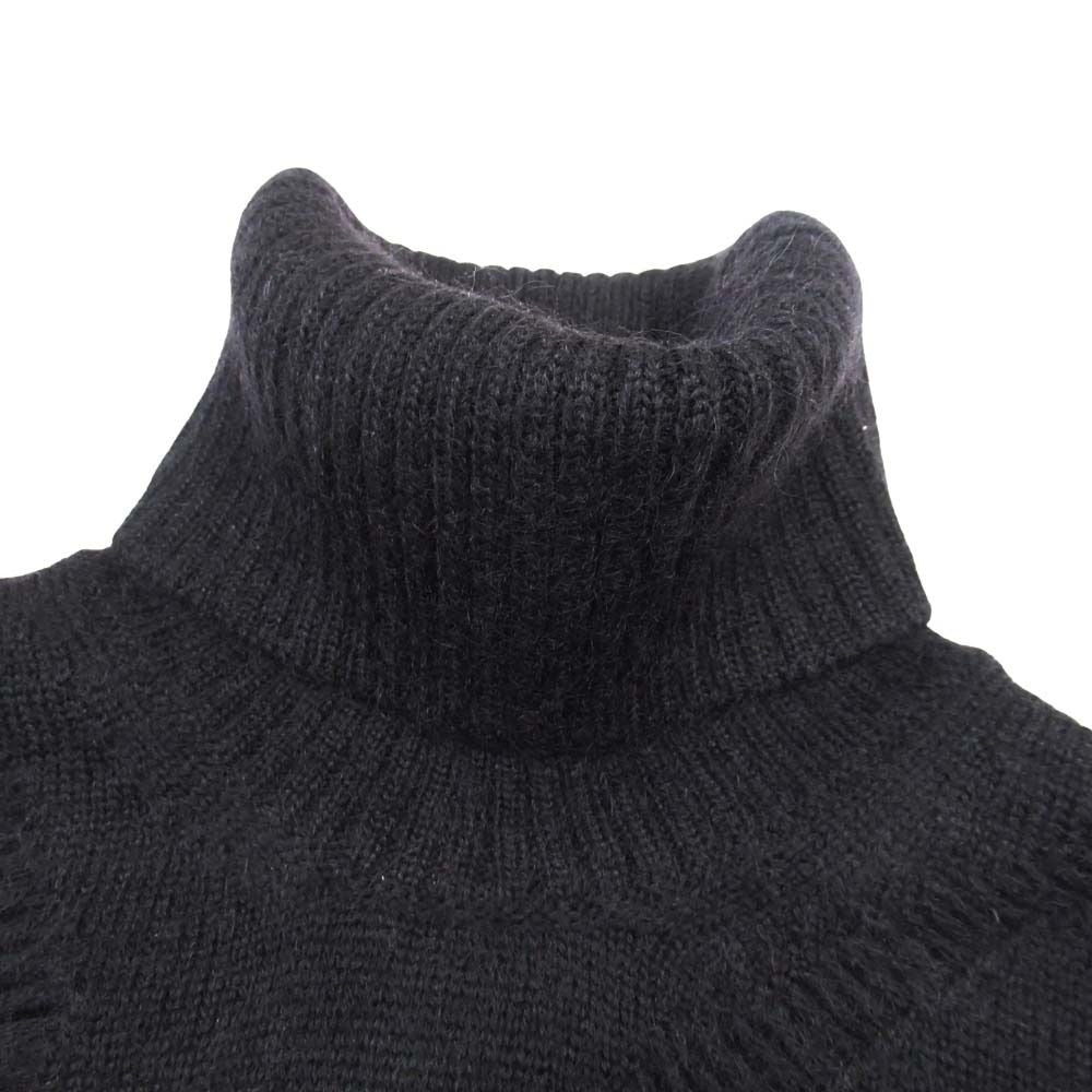 Saint Laurent Paris Wool Mohair Open Knit Turtleneck Sweater S Black