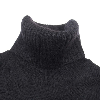 Saint Laurent Paris Wool Mohair Open Knit Turtleneck Sweater S Black