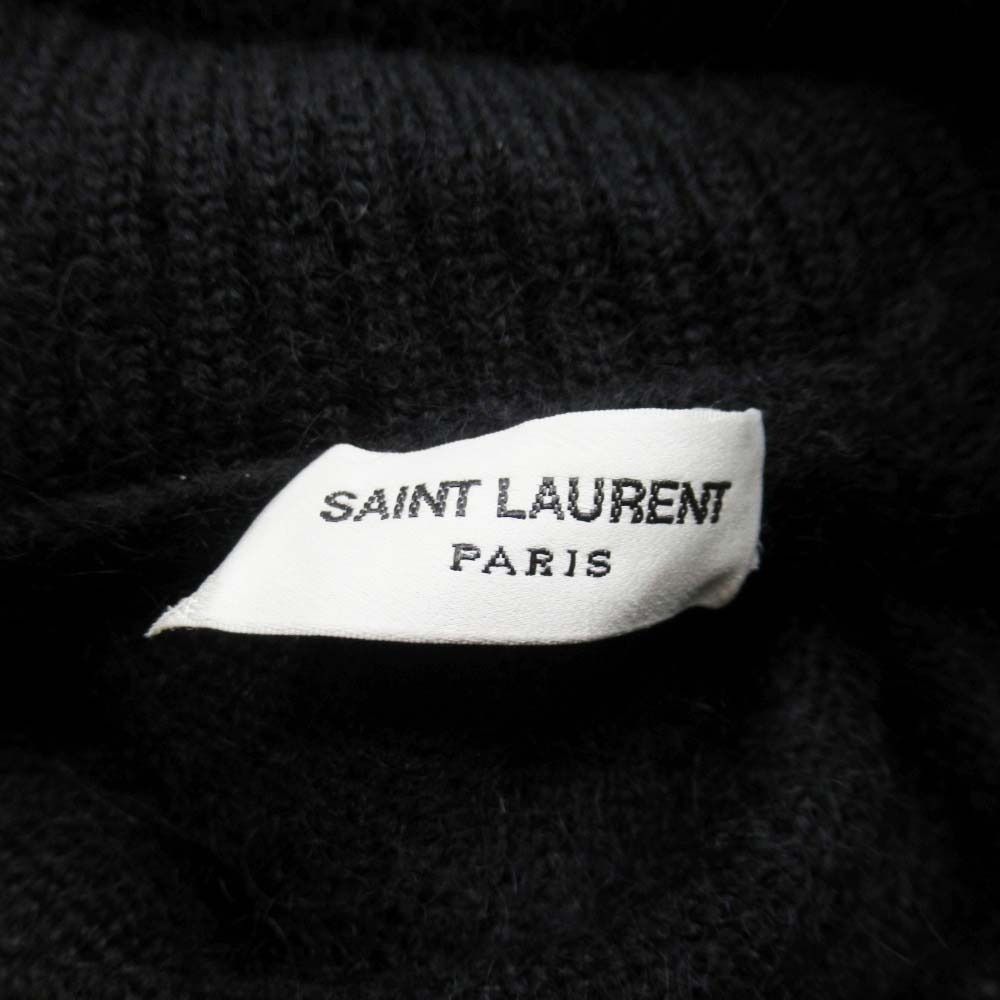 Saint Laurent Paris Wool Mohair Open Knit Turtleneck Sweater S Black