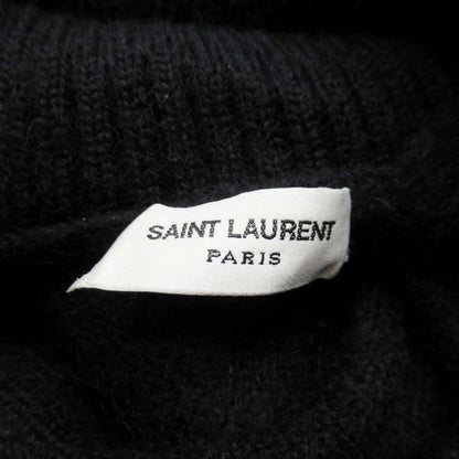 Saint Laurent Paris Wool Mohair Open Knit Turtleneck Sweater S Black