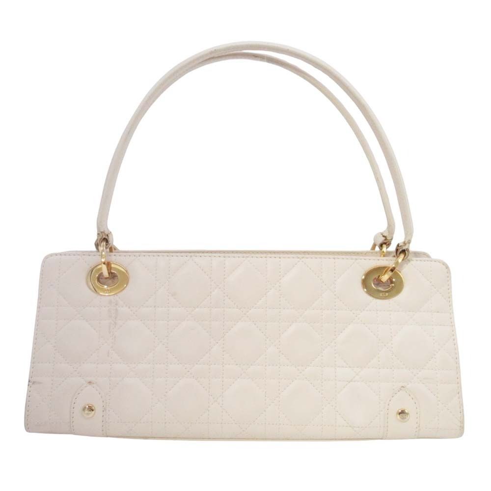 Dior Horizontal Lady Handbag Logo Charm Cannage Bag Beige