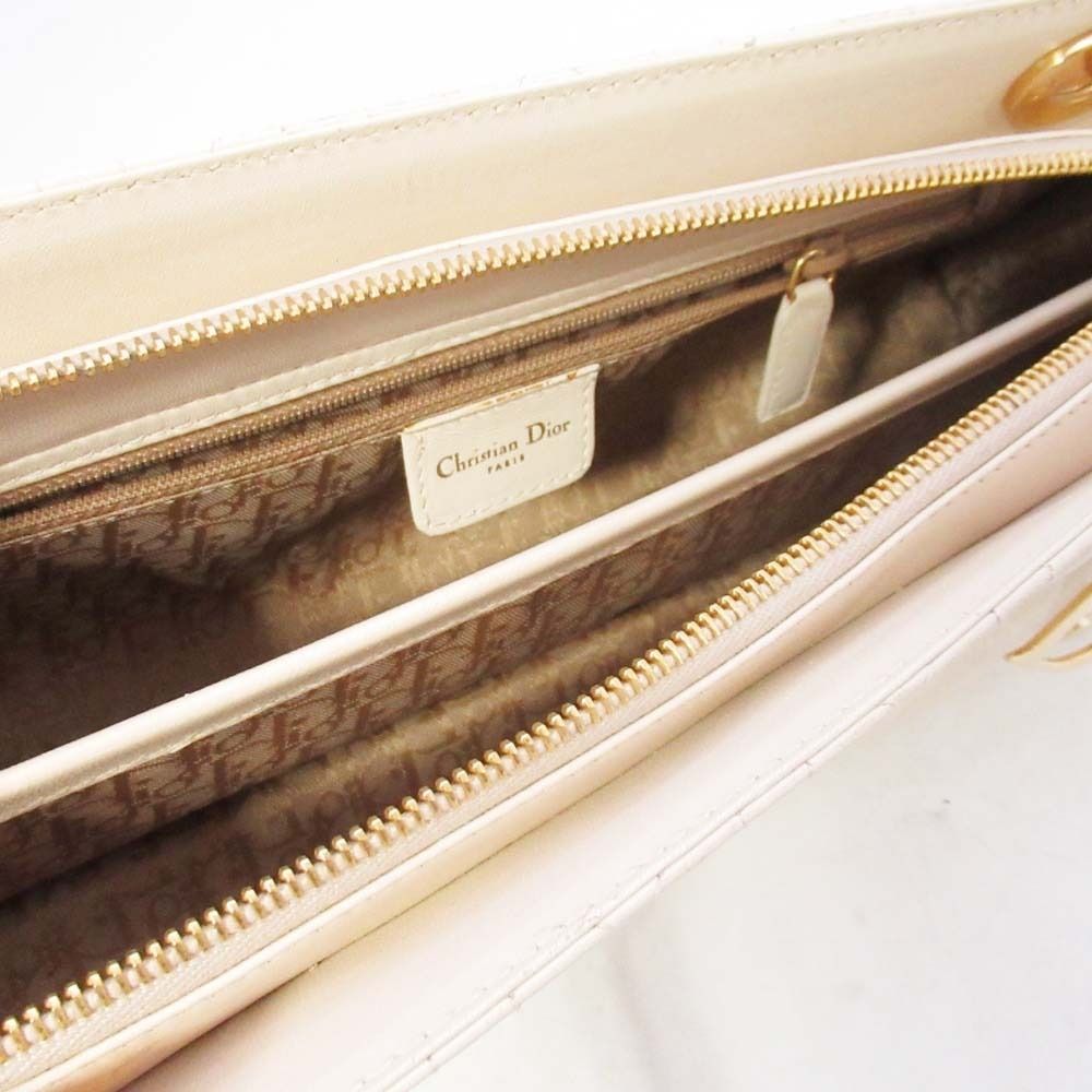 Dior Horizontal Lady Handbag Logo Charm Cannage Bag Beige