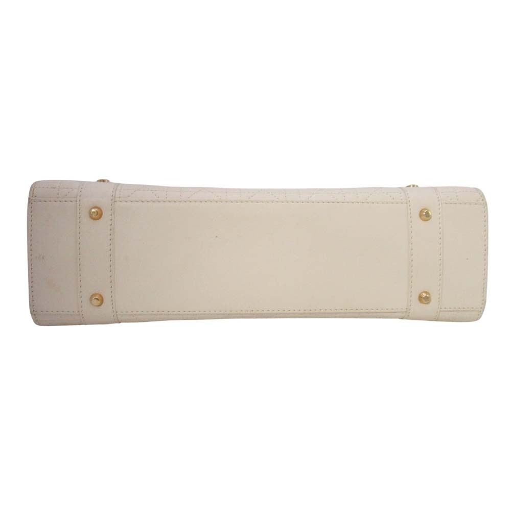 Dior Horizontal Lady Handbag Logo Charm Cannage Bag Beige