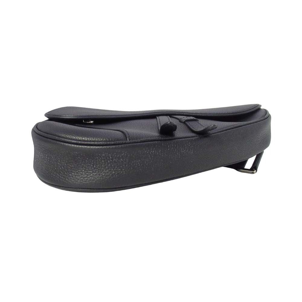 Dior Saddle Bag Crossbody Gray Calfskin Purse Black