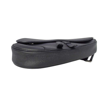 Dior Saddle Bag Crossbody Gray Calfskin Purse Black