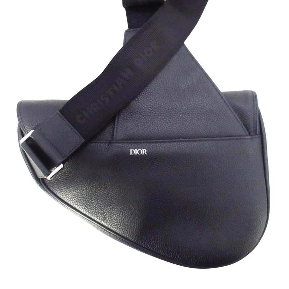 Dior Saddle Bag Crossbody Gray Calfskin Purse Black