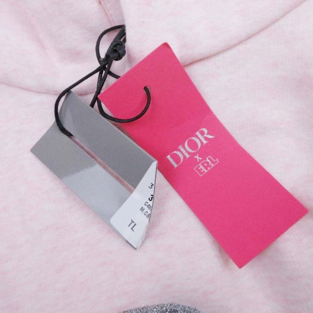 Dior Erl Lame Mix Sweatshirt Hoodie L Pink Silver
