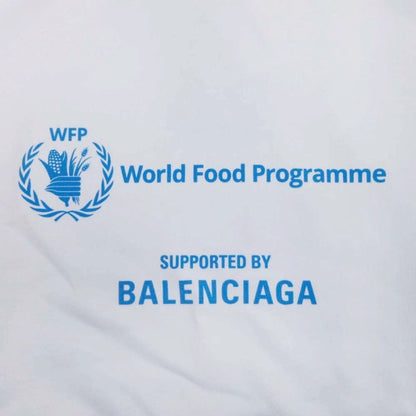 Balenciaga Wfp Logo Print Hoodie Sweatshirt Pullover Brushed Lining XS White