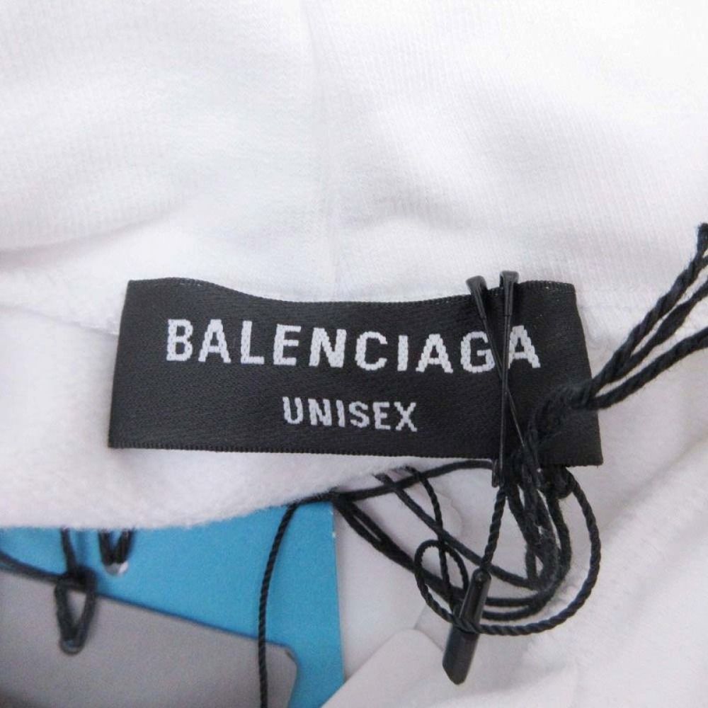 Balenciaga Wfp Logo Print Hoodie Sweatshirt Pullover Brushed Lining XS White