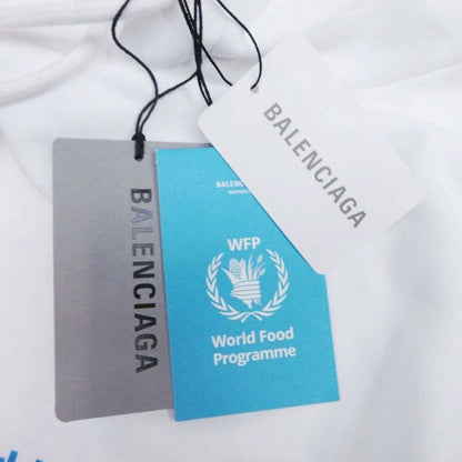 Balenciaga Wfp Logo Print Hoodie Sweatshirt Pullover Brushed Lining XS White