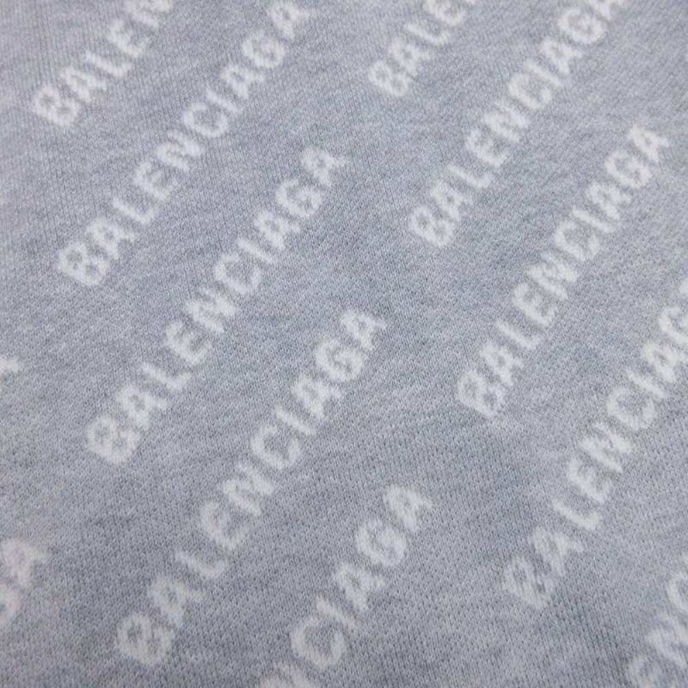 Balenciaga Multi Logo Allover Round Knit Sweater XS Gray