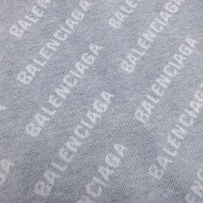 Balenciaga Multi Logo Allover Round Knit Sweater XS Gray