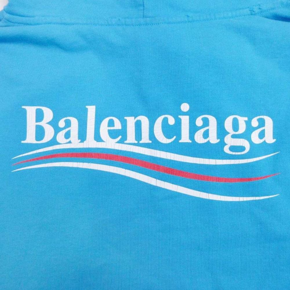 Balenciaga Political Campaign Logo Print Hoodie Sweatshirt M Blue