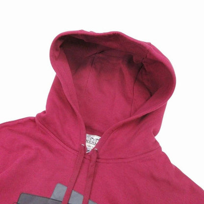Hermes Etriers Decales Armor Detail Leather Patch Hoodie Brushed Lining S Red