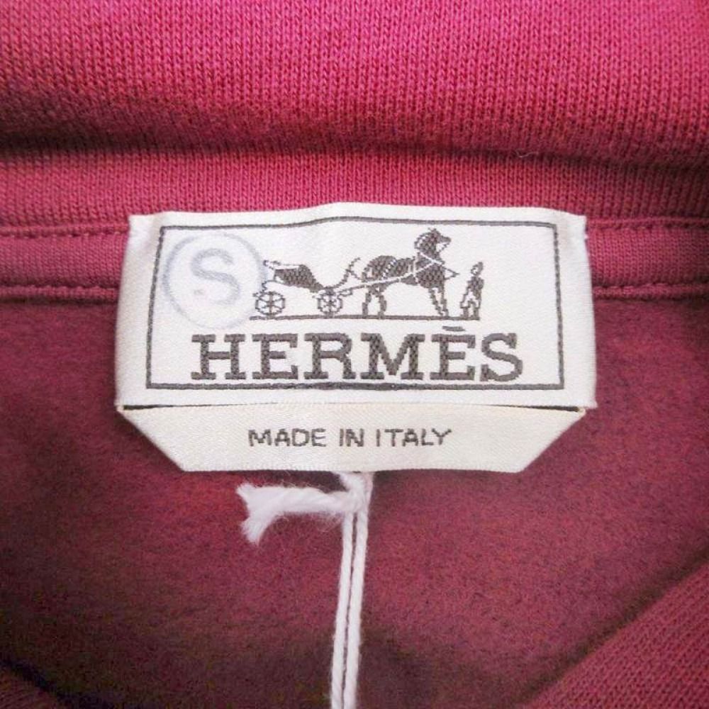 Hermes Etriers Decales Armor Detail Leather Patch Hoodie Brushed Lining S Red