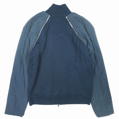 Hermes Pattern Quilted Jacket Knit Contrast Zip Up S Navy
