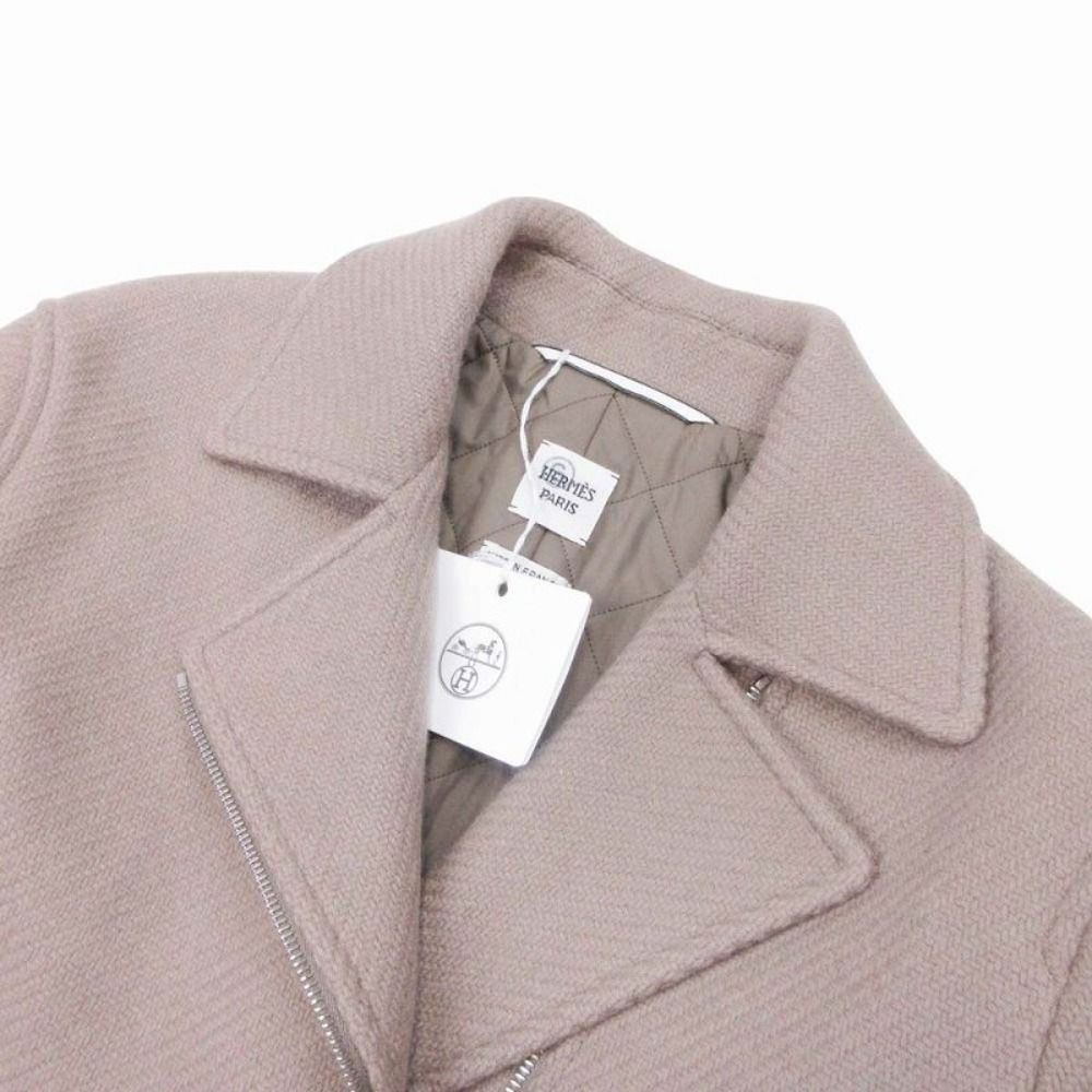 Hermes Cashmere 100% Double Riders Jacket Coat Medle 38 Beige