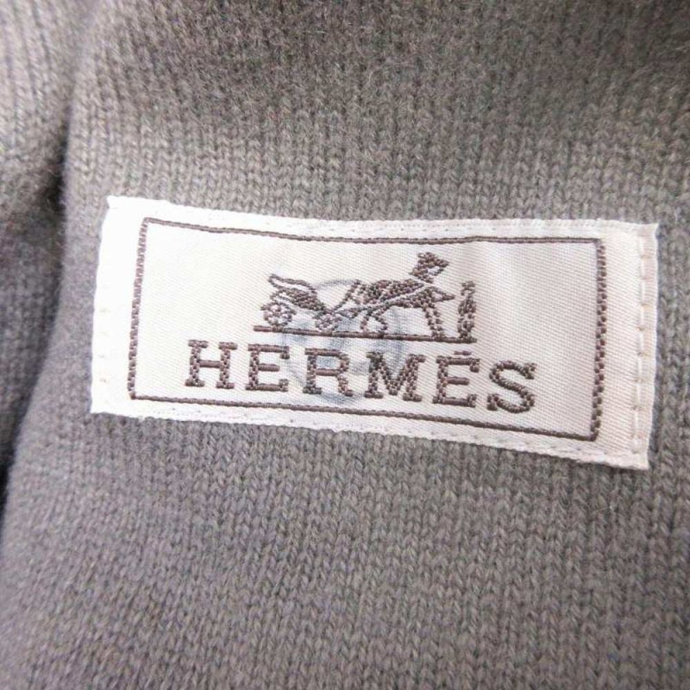 Hermes Nylon Hoodie Outer Hooded Cashmere Lining 50 Brown