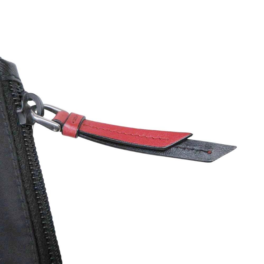 Prada Robot Metal Applique Pouch Clutch Nylon Triangle Plate Black