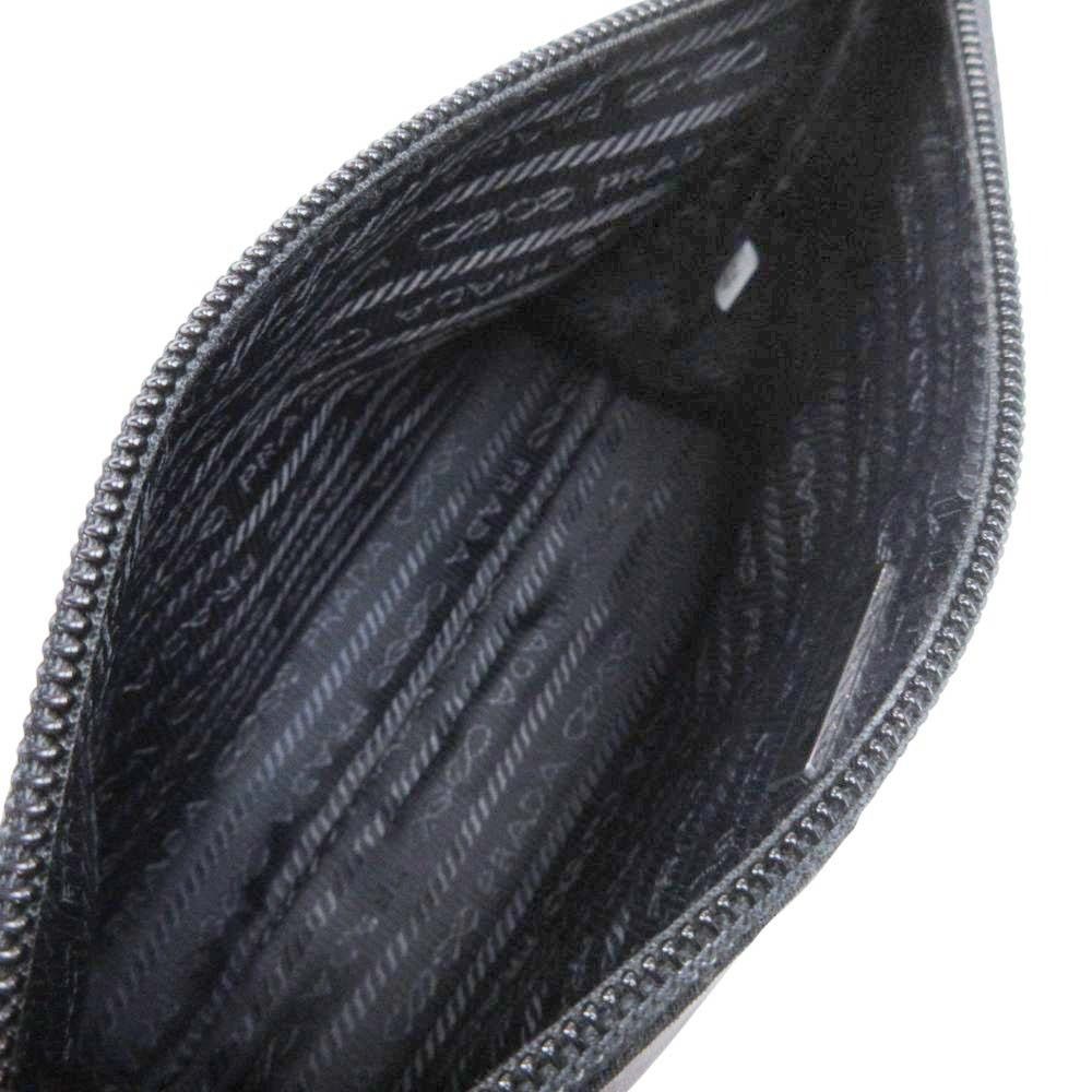 Prada Robot Metal Applique Pouch Clutch Nylon Triangle Plate Black