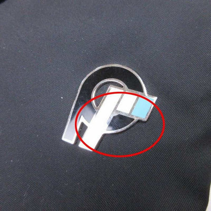 Prada Robot Metal Applique Pouch Clutch Nylon Triangle Plate Black