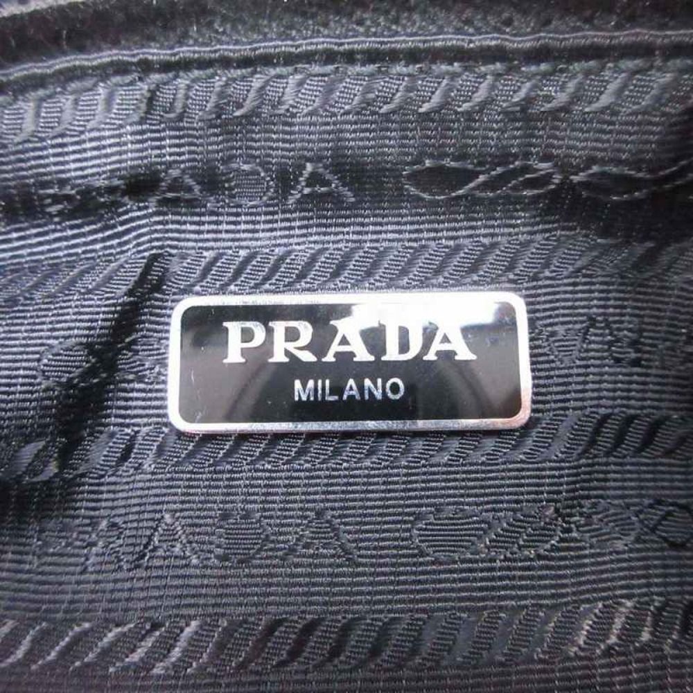 Prada Robot Metal Applique Pouch Clutch Nylon Triangle Plate Black
