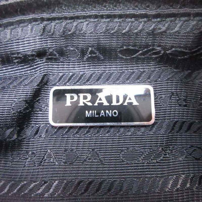 Prada Robot Metal Applique Pouch Clutch Nylon Triangle Plate Black