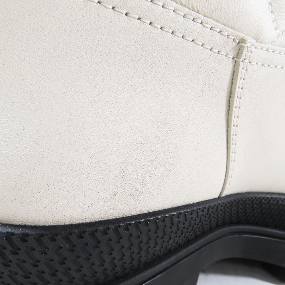 Hermes Leather Long Boots Exlibris Quilted Logo Shoes 35.5 Ivory