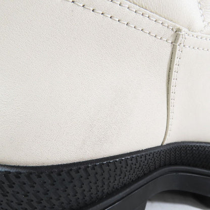 Hermes Leather Long Boots Exlibris Quilted Logo Shoes 35.5 Ivory