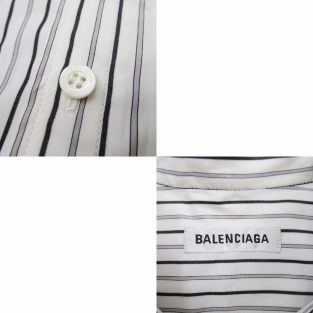 Balenciaga Box Silhouette Striped Shirt Dress Long 32 White