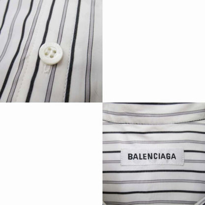 Balenciaga Box Silhouette Striped Shirt Dress Long 32 White