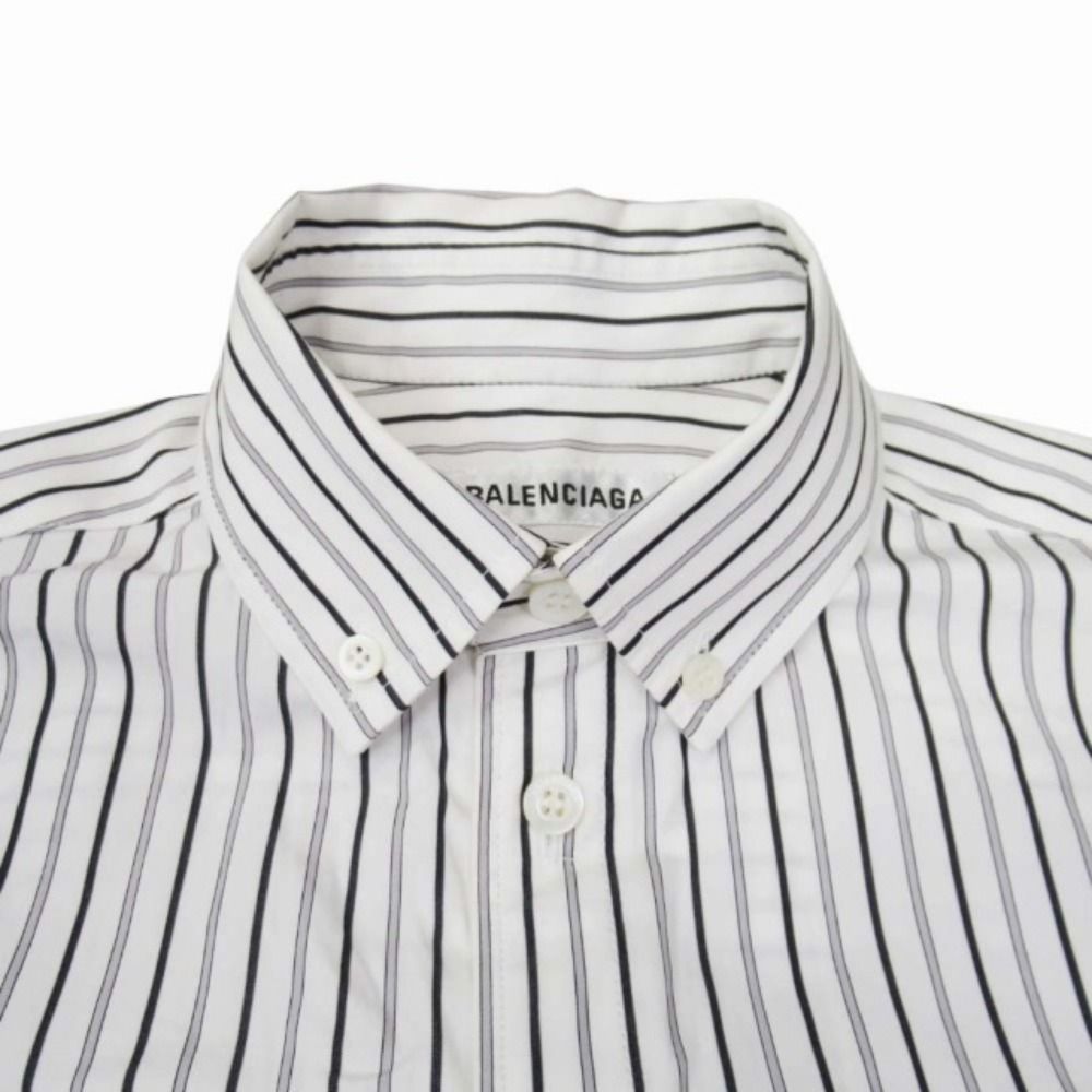 Balenciaga Box Silhouette Striped Shirt Dress Long 32 White