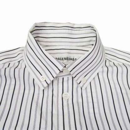 Balenciaga Box Silhouette Striped Shirt Dress Long 32 White