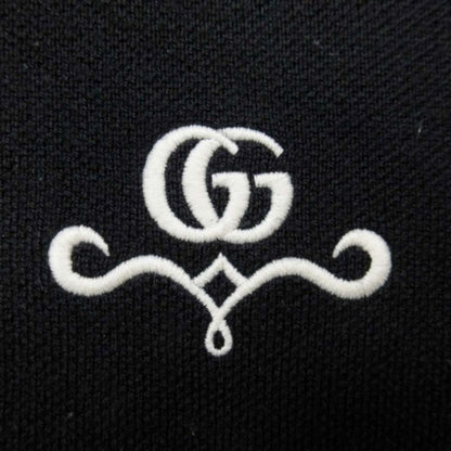 Gucci GG Logo Embroidery Short Sleeve Wool Knit Top Short Sweater S Black