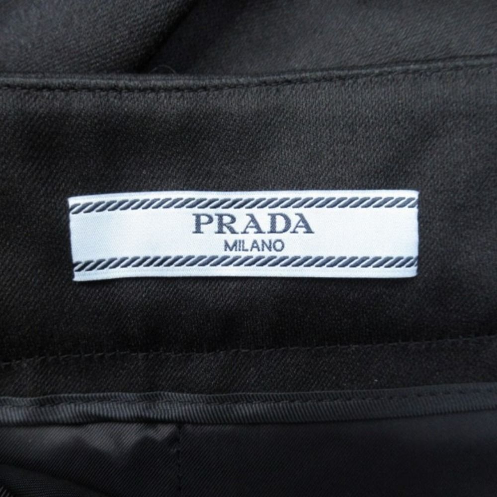 Prada Balloon Midi Skirt Semi Tight Silhouette Below Knee Length Wool Silk 40