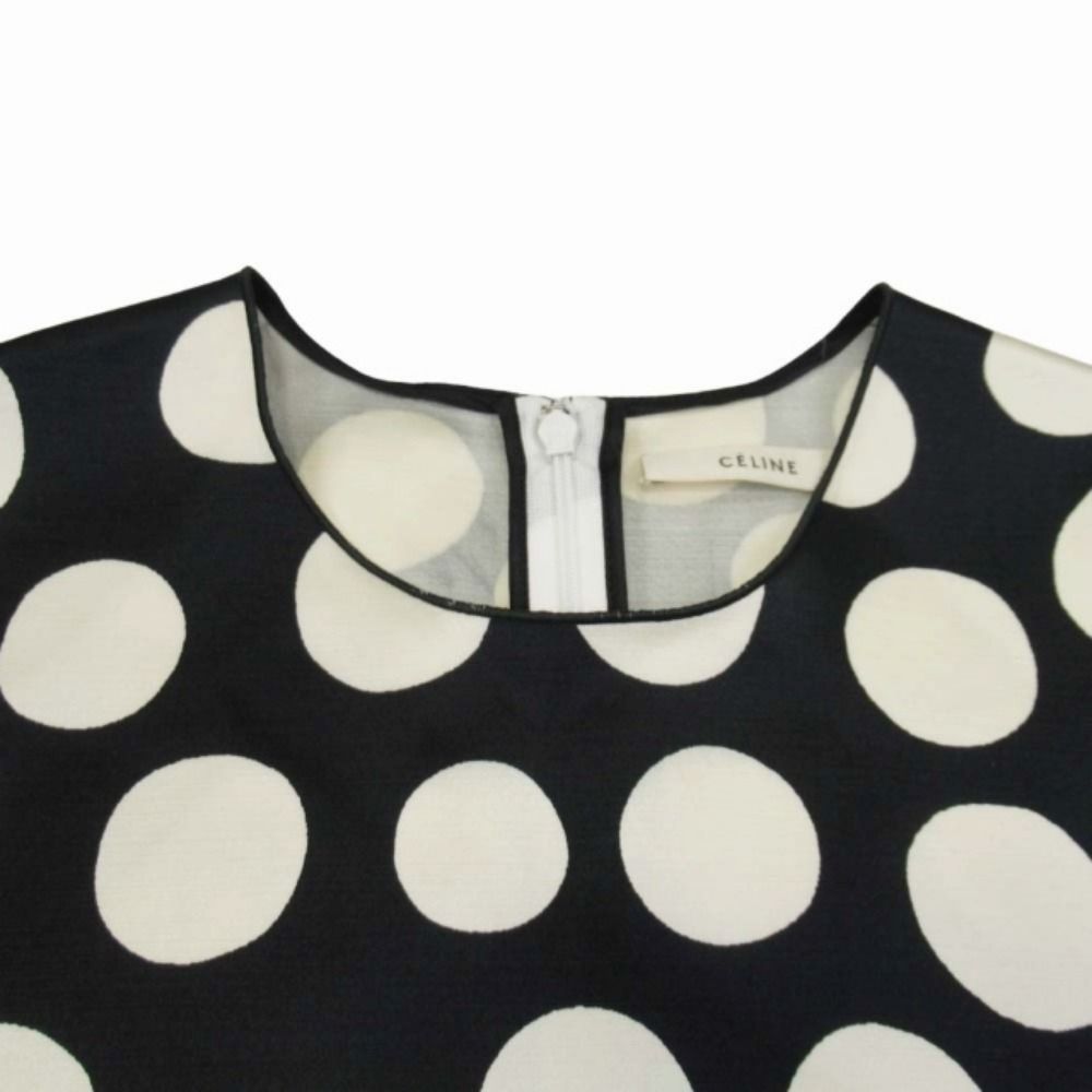 Celine Phoebe Philo Era Dot Dress Half Sleeve 34 Black Ivory