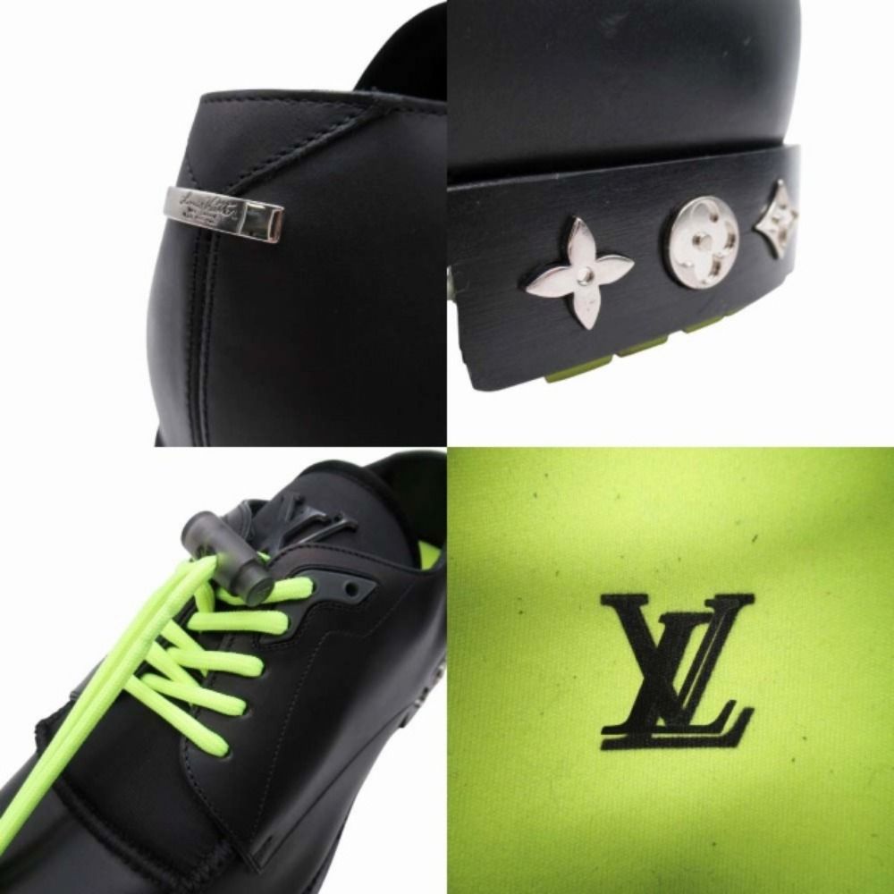 Louis Vuitton Dress Shoes Derby Logo Drost Lace Leather 6 Black