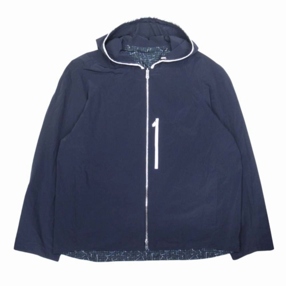 Hermes Reversible Nylon Hoodie Logo Soccer Fabric Reflector Line 58 Navy
