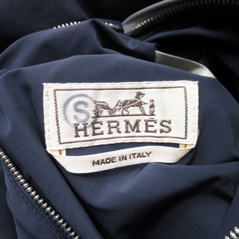 Hermes Reversible Nylon Hoodie Logo Soccer Fabric Reflector Line 58 Navy