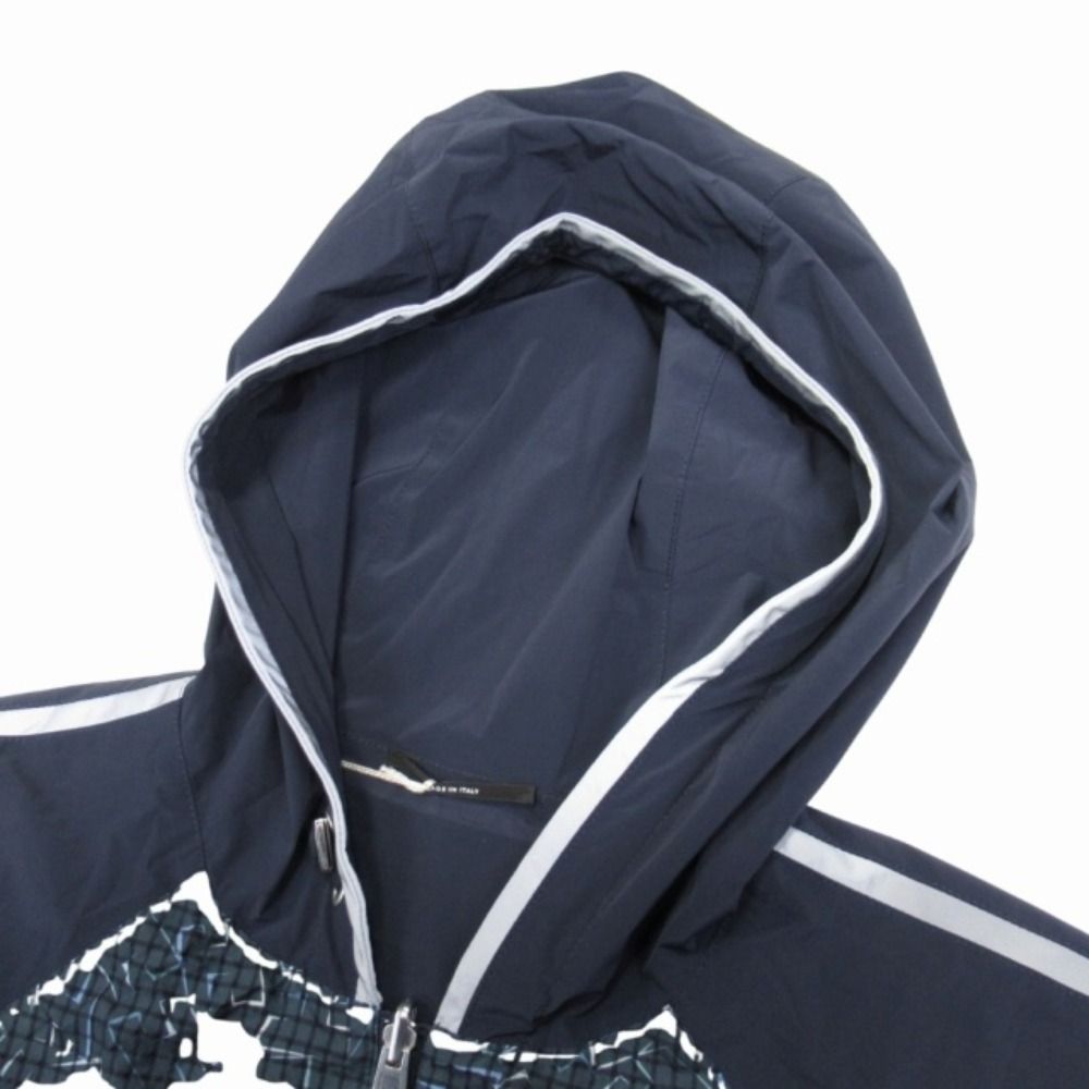 Hermes Reversible Nylon Hoodie Logo Soccer Fabric Reflector Line 58 Navy