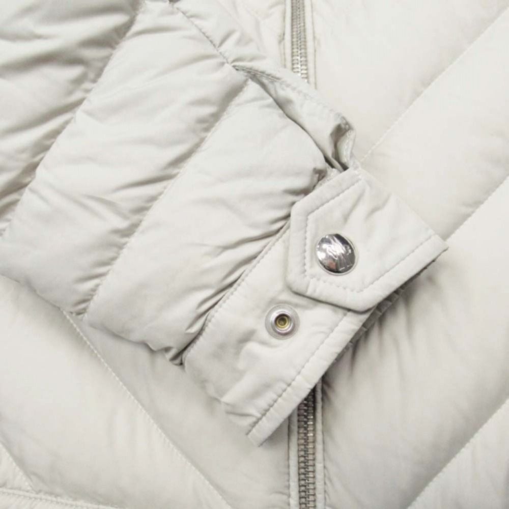 Moncler Tajuna Giubbotto Down Jacket Rider's Style Leather Trim 1 Ivory
