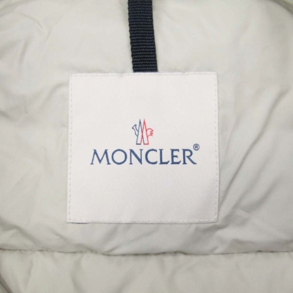 Moncler Tajuna Giubbotto Down Jacket Rider's Style Leather Trim 1 Ivory