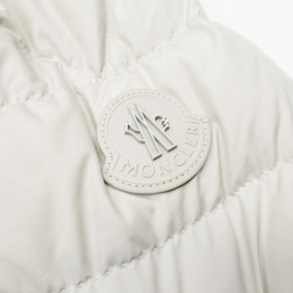 Moncler Tajuna Giubbotto Down Jacket Rider's Style Leather Trim 1 Ivory
