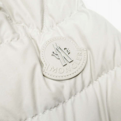 Moncler Tajuna Giubbotto Down Jacket Rider's Style Leather Trim 1 Ivory