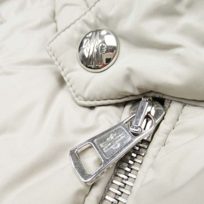 Moncler Tajuna Giubbotto Down Jacket Rider's Style Leather Trim 1 Ivory