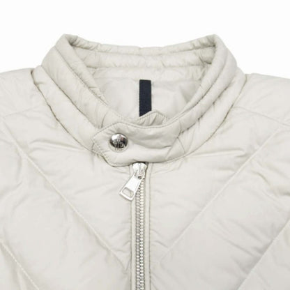Moncler Tajuna Giubbotto Down Jacket Rider's Style Leather Trim 1 Ivory