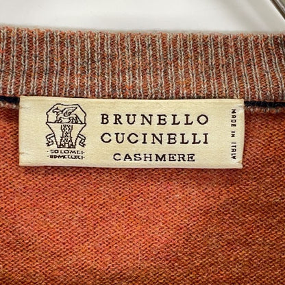 Brunello Cucinelli Orange Cashmere 100 Cleanneck Long Sleeve Knit Pull Over 46