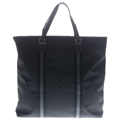 Gucci GG Nylon Leather Tote Silver Black