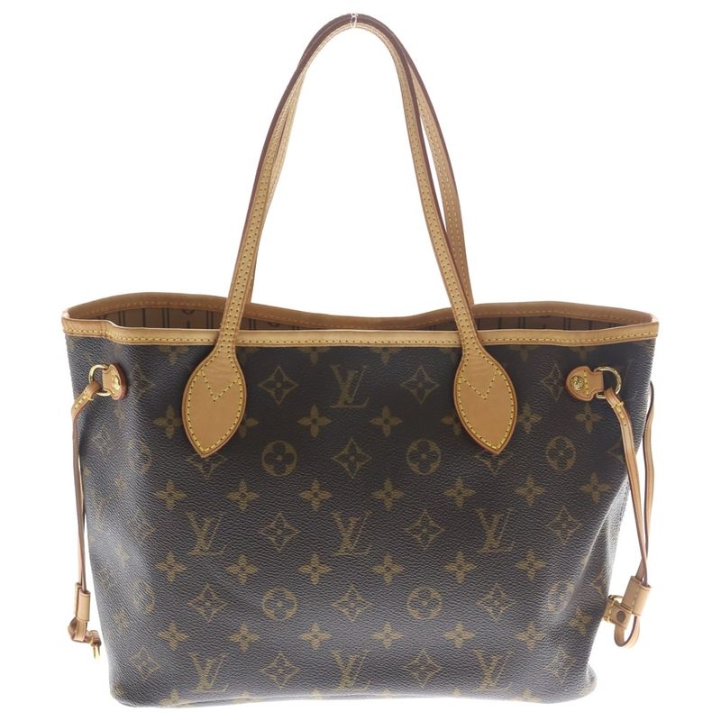 Louis Vuitton Neverfull PM Monogram Leather Hand Tote Gold Brown